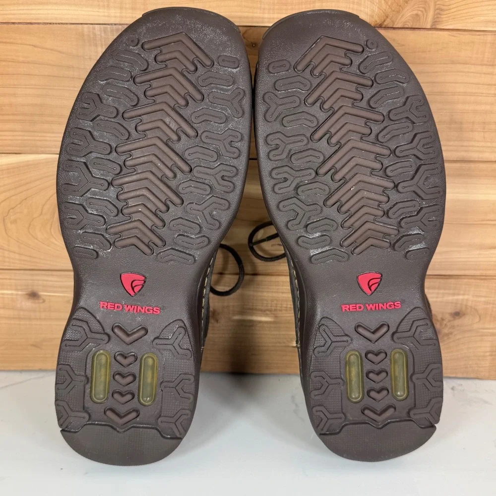Red Wing 4114 Oxford Shoes Mens 9D Worx Mens Dark Brown Leather Lace Up Work